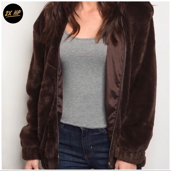 🧸LAST ONE🧸 Teddy Bear Hoodie Jacket Chocolate - Picture 2 of 4